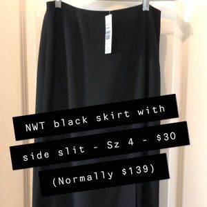 NWT Black Skirt w/ Side Slit Sz 4